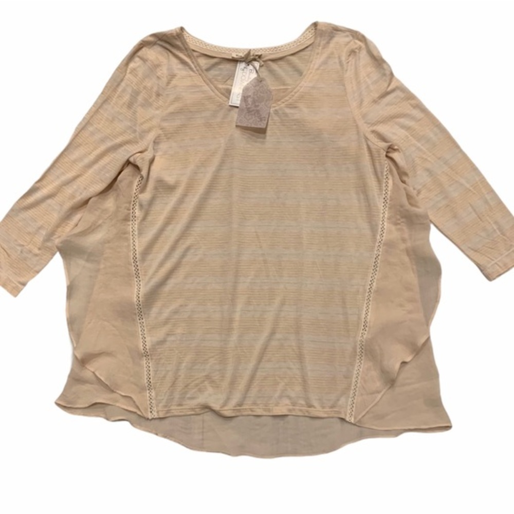 NWT HEM & THREAD DOWNEAST Raw Edge Ruffle Tee Top